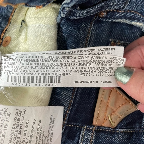 Zara Denim Shorts Fleece Rolled Hem Size 6 - Picture 6 of 12